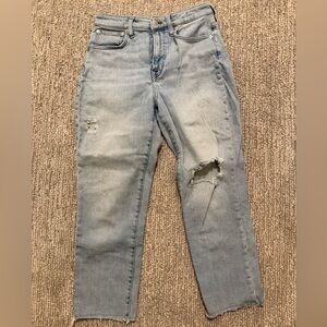 Madewell The Curvy Perfect Vintage Jean 27 High Rise Distressed Light Wash Raw